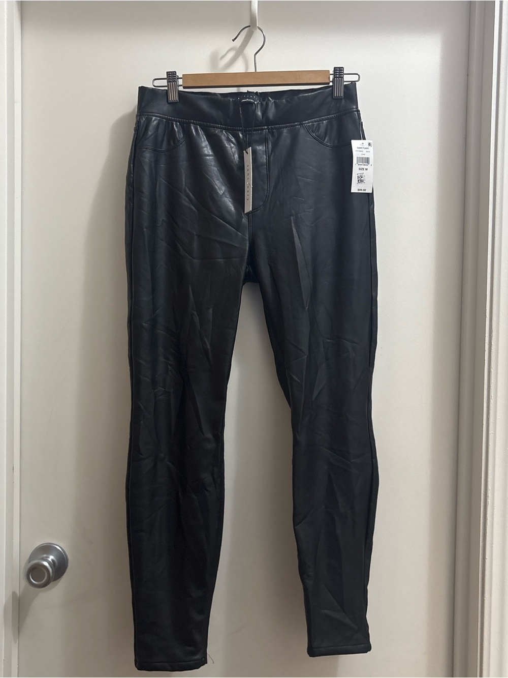Black Faux Leather Women's Pants